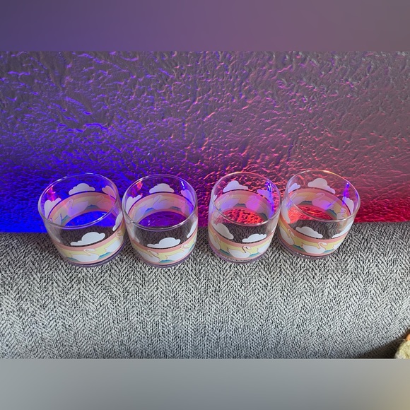 Vintage Anchor Hocking Pastel Swan Rainbow Glasses - Picture 2 of 5